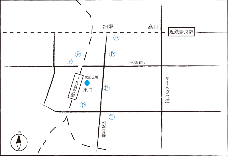 【奈良の空から】会場までの地図